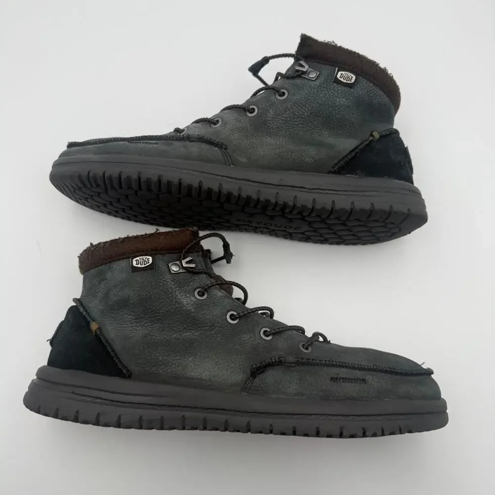 Hey Dude Bradley Boot Leather Black Mens Size 12 Chukka Moc Toe Shoes  No box